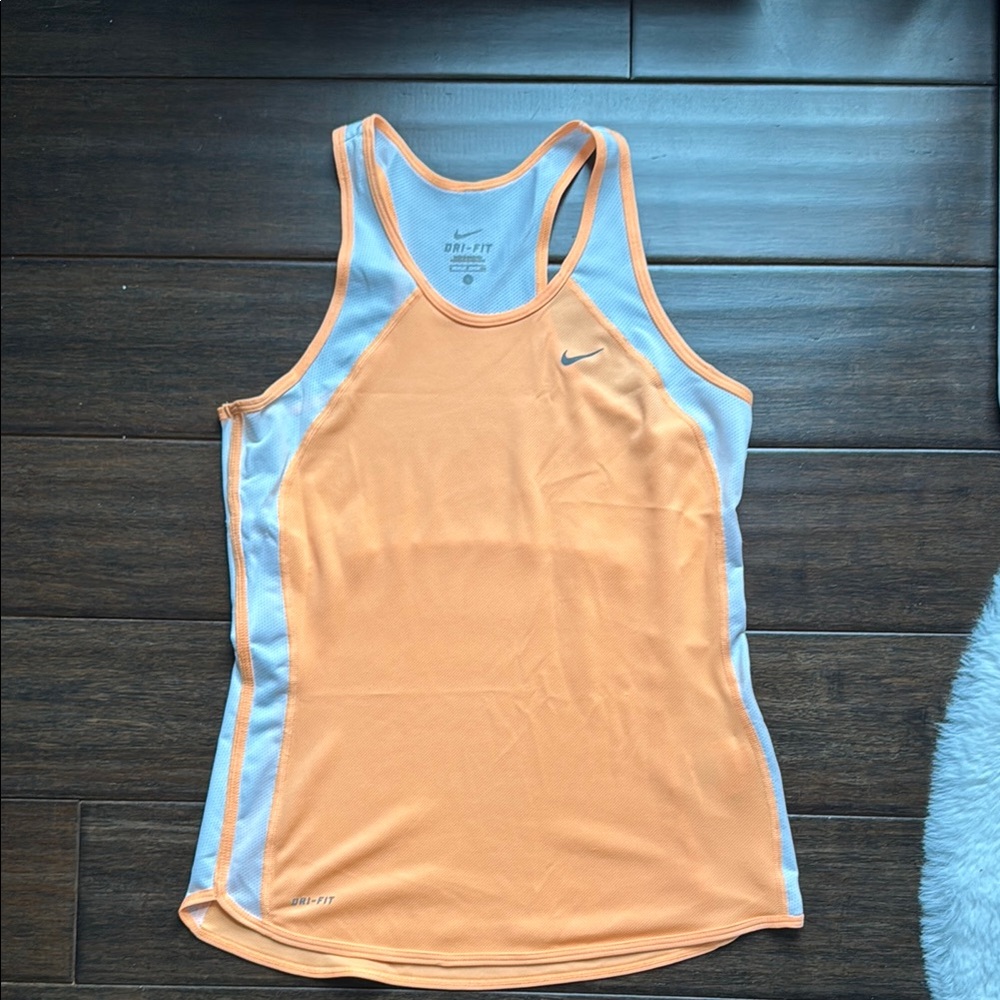 Nike Women's Orange and White tank top